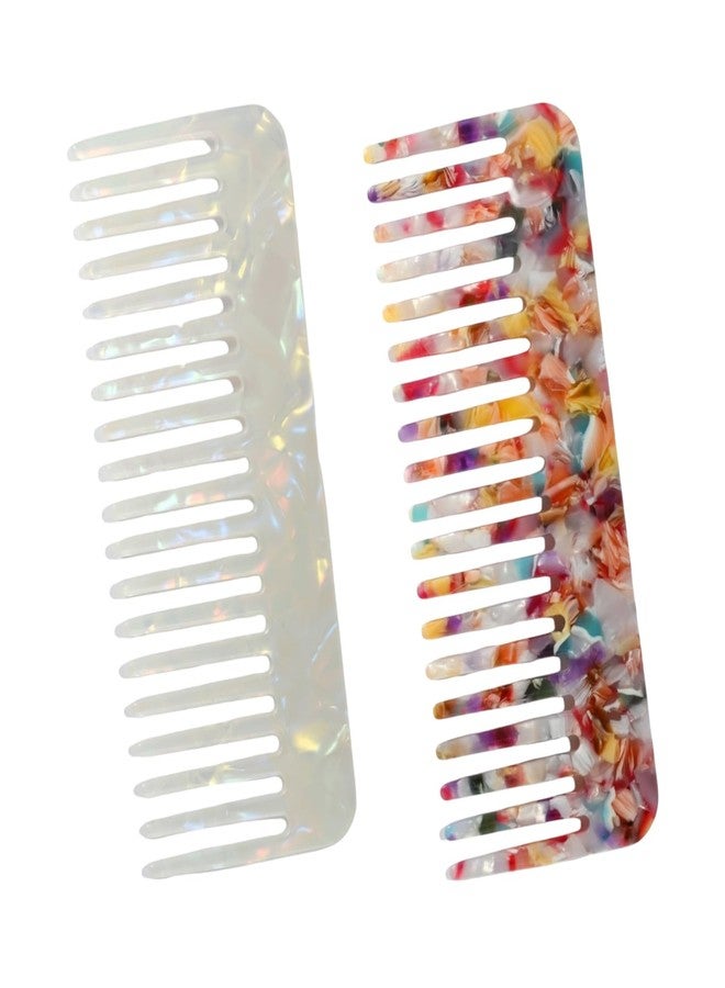 PKRFCJ Wide Tooth Wet Hair Comb—Acetate Anti-Static Detangler, ideal for wet & dry hair With tortoise mermaid/flower color options, suits diverse hair care scenarios - Image 1